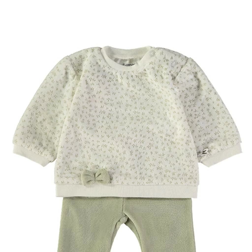 Conjunto Babybol cinza e verde para bebé menino com sweatshirt e calças 522152110 Conforto e estilo casual