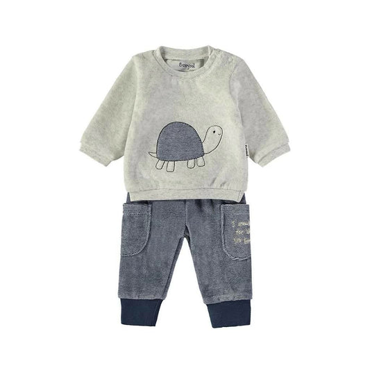 Conjunto de bebé en tejido tundosado con sudadera tortuga y pantalón Babybol 260067