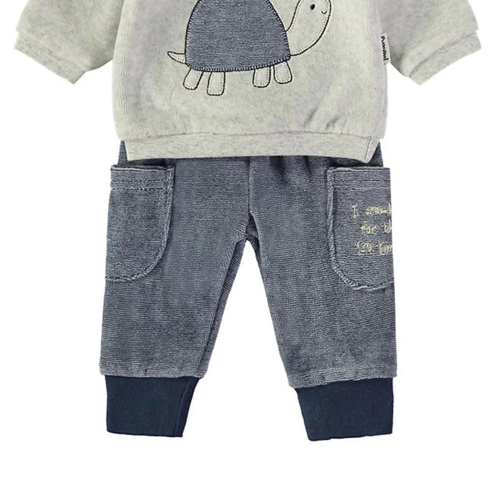 Conjunto Babybol cinza e verde para bebé menino com sweatshirt e calças 522152110 Conforto e estilo casual