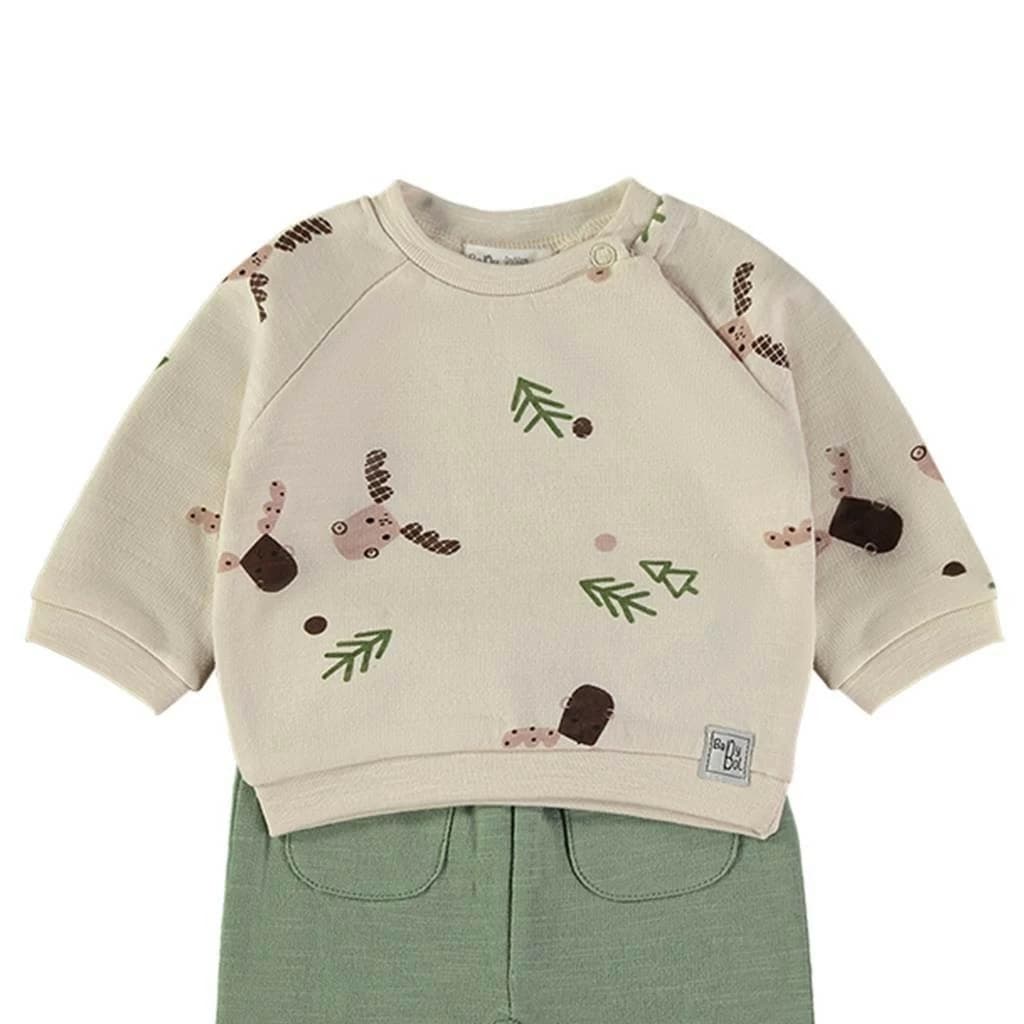 Ensemble bébé garçon Babybol gris et vert avec sweat et pantalon 522152110 Confort et style décontracté