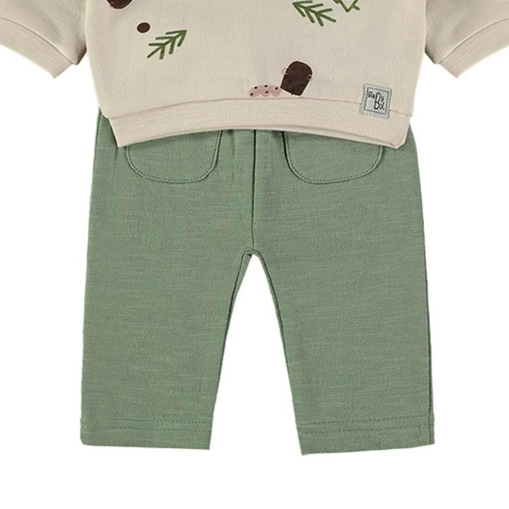 Ensemble bébé garçon Babybol gris et vert avec sweat et pantalon 522152110 Confort et style décontracté