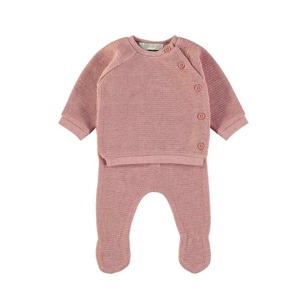 Pyjama bébé en polaire Baby Bol Best Friends avec leggings beiges et t-shirt brodé 250003