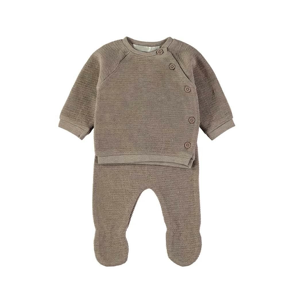 Pyjama bébé en polaire Baby Bol Best Friends avec leggings beiges et t-shirt brodé 250003