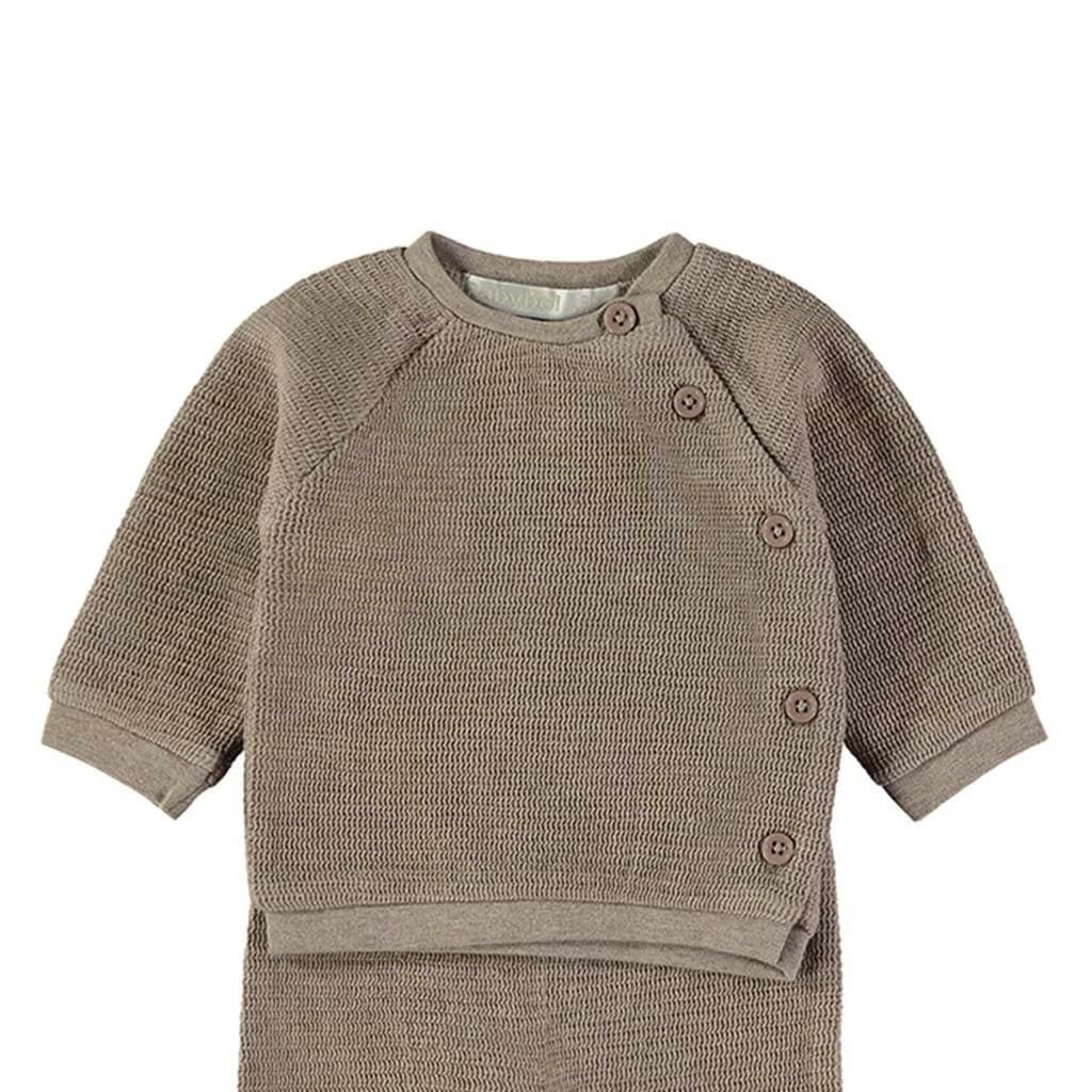 Pyjama bébé en polaire Baby Bol Best Friends avec leggings beiges et t-shirt brodé 250003