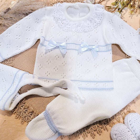 Conjunto para bebé 26100 Glory Bebé Puntilla Blanco Celeste