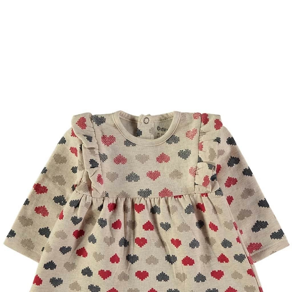 Vestido de bebé niña en algodón estampado de corazones con volantes Babybol 261005