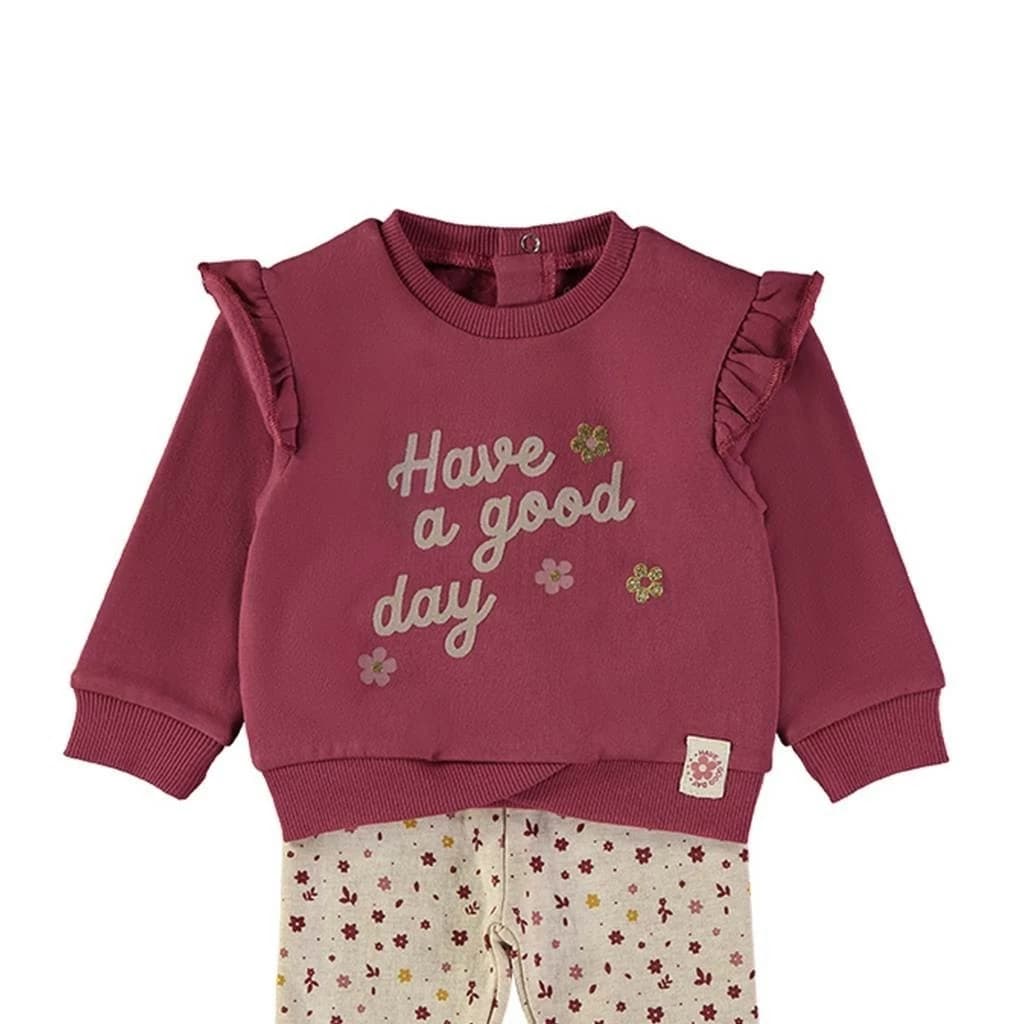 Conjunto Babybol cinza e verde para bebé menino com sweatshirt e calças 522152110 Conforto e estilo casual