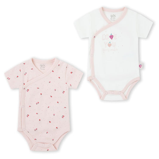 Body bebé manga corta bebé algodón 100% algodón fresas YATSI BABY 26110076 2 unidades