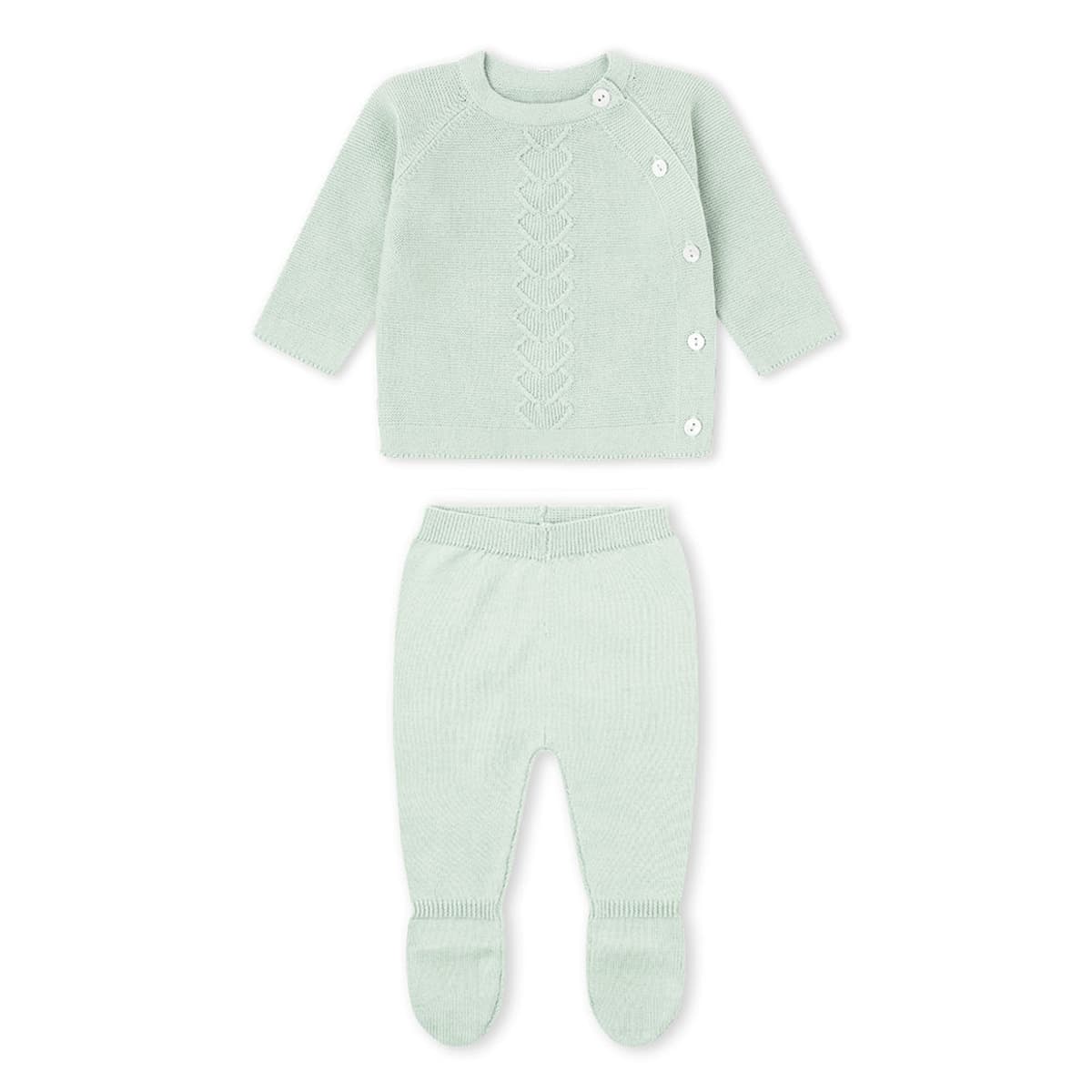 Conjunto punto algodón verde bebé Yatsi 26110405