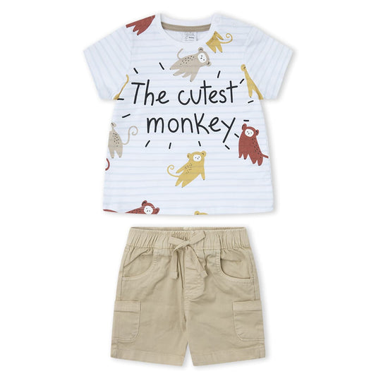 Conjunto infantil monos y short beige – Yatsi 26112106 (12 meses a 4 años)