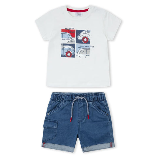 Conjunto infantil coches retro y short denim – Yatsi 26112107 (12 meses a 4 años)