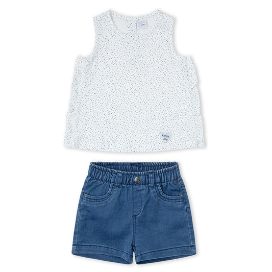 Conjunto infantil sin mangas + short denim – Yatsi 26112401 (12 meses a 4 años)