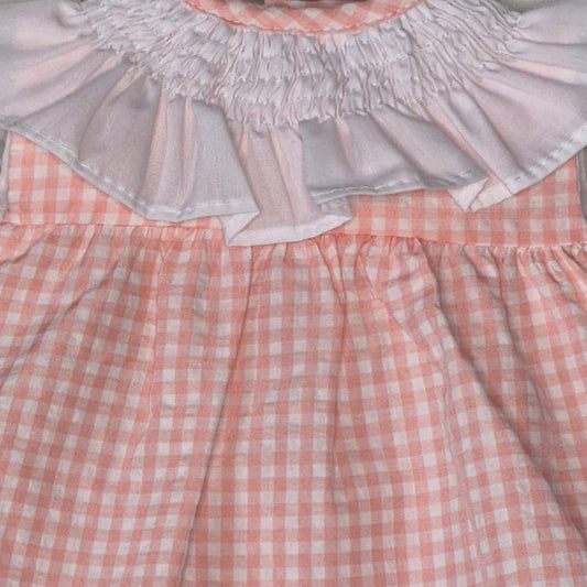 Jesusito bebé rosa vichy con cuello volante Baby Ferr 26143
