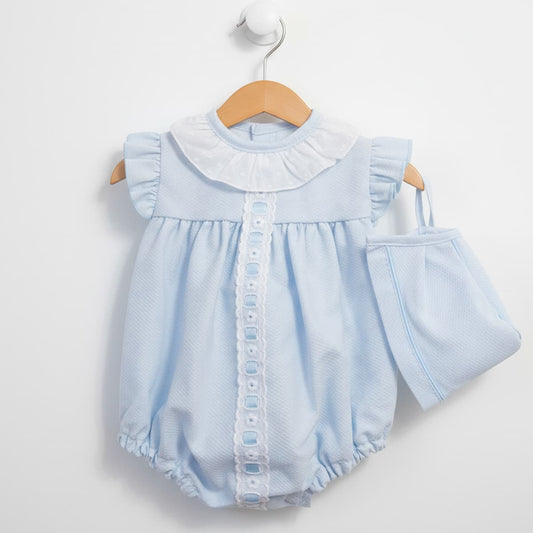 Conjunto rana y capota piqué pasacintas para bebé Baby-Ferr – Modelo 26200