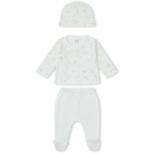 Conjunto de primera puesta para recién nacido de 3 piezas con gorro, camiseta y polaina Yatsi Baby Referencia 26200002 - Diseñado en España
