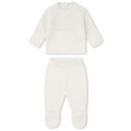 Conjunto de primera puesta en punto tricot crudo con jersey y polaina en caja regalo Yatsi Baby Referencia 26200603 - Diseñado en España