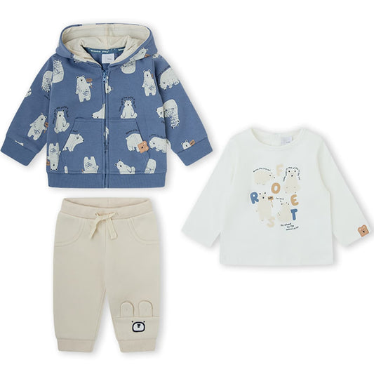 Conjunto marinero para bebé de camiseta a rayas y pantalón de micropana beige Yatsi Baby Referencia 26201026 - Diseñado en España
