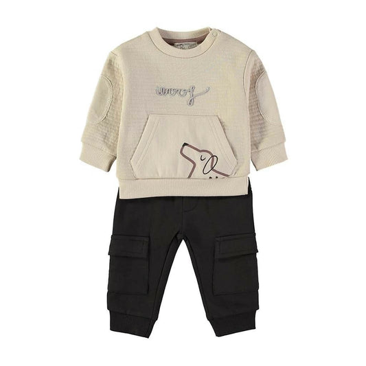 Chándal de bebé de dos piezas en algodón con sudadera perrito y pantalón cargo Babybol 262018