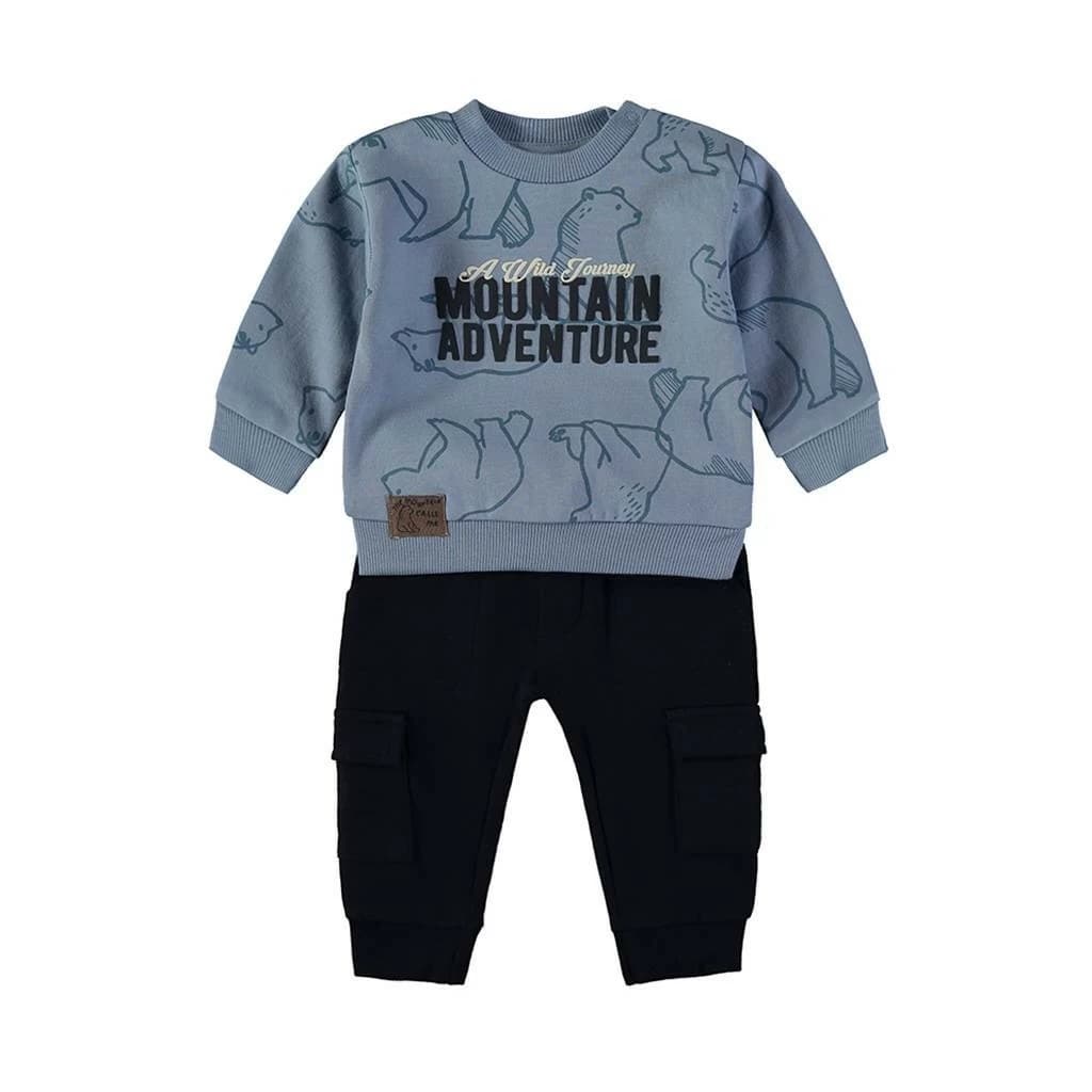 Ensemble bébé garçon Babybol gris et vert avec sweat et pantalon 522152110 Confort et style décontracté