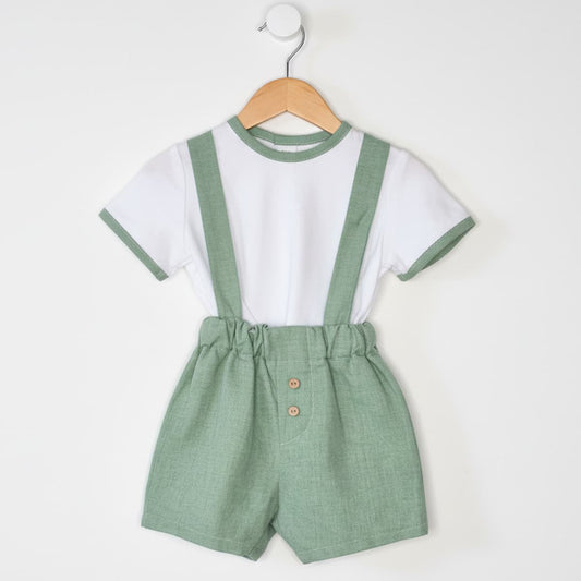 Conjunto bebé con tirantes verde – Camiseta y short Baby Ferr 26224 (6 a 24 meses)