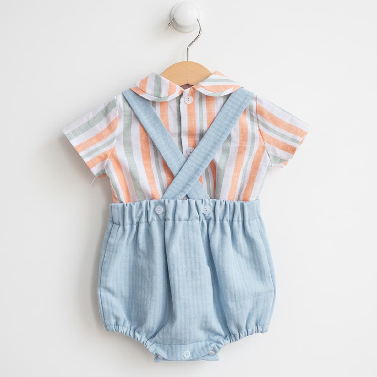 Conjunto bebé rana azul con blusa BABY FERR 26236 – Look clásico y fresco para vestir (1 a 18 meses)