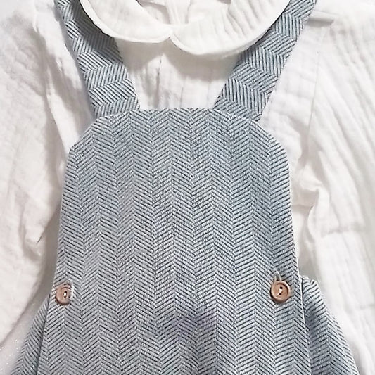 Conjunto de peto azul para bebé con blusa de bambula Creaciones Baby Ferr 26284 Fabricado en España