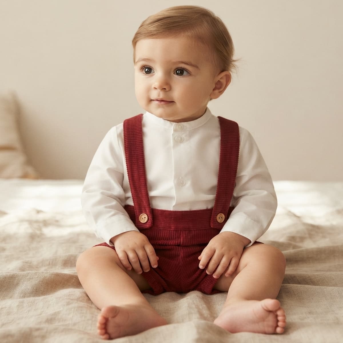 Conjunto bebé burdeos con ranita de pana Babyferr 26295 | Hecho en España