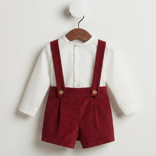 Conjunto bebé burdeos con ranita de pana Babyferr 26295 | Hecho en España