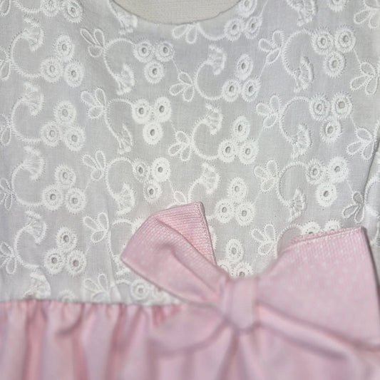 Vestido rosa bebé con bordados y lazo Baby Ferr 26500 (12 a 36 meses)