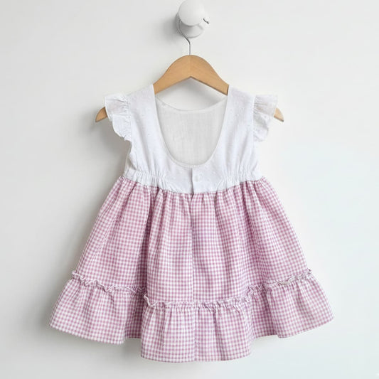Vestido rosa bebé malva cuadritos Baby Ferr 26501 (12 a 36 meses)