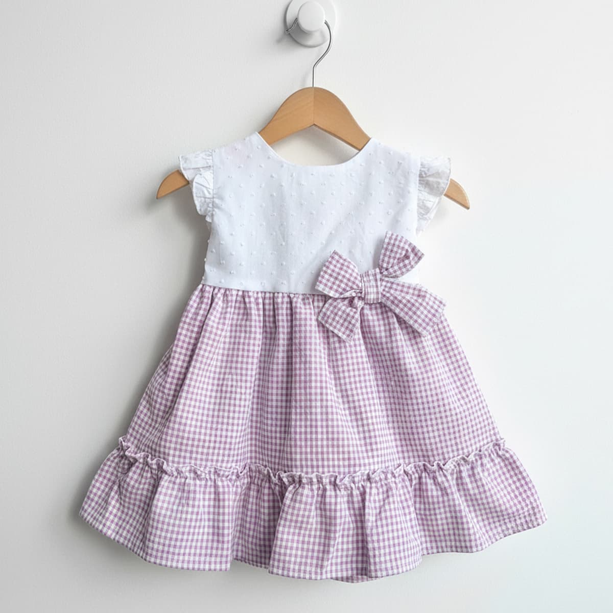 Vestido rosa bebé malva cuadritos Baby Ferr 26500 (12 a 36 meses)
