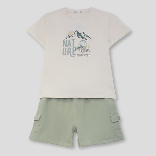 Conjunto infantil Street Monkey verde con camiseta y pantalón corto 265040