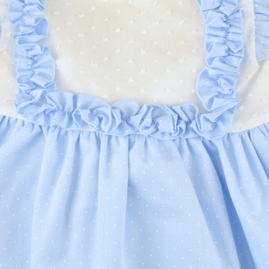 Vestido Bebé Azul con Volantes y Topo Suizo Creaciones Baby Ferr 26507