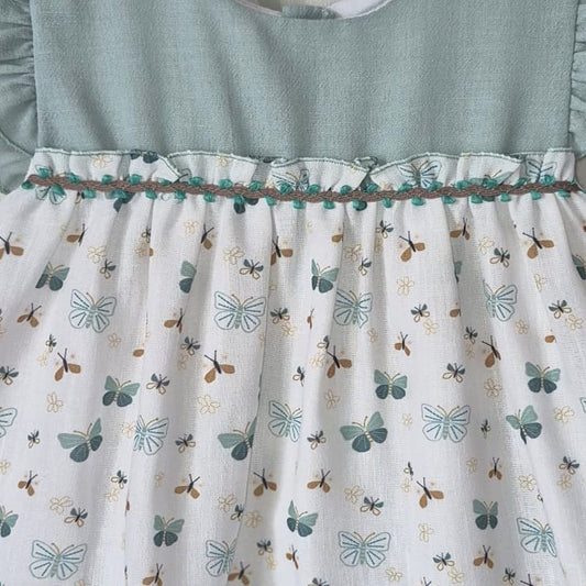 Vestido infantil verde con mariposas Baby Ferr 26558