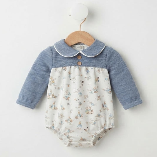 Rana de bebé azul con estampado de conejitos Creaciones Baby Ferr 26915 Fabricada en España