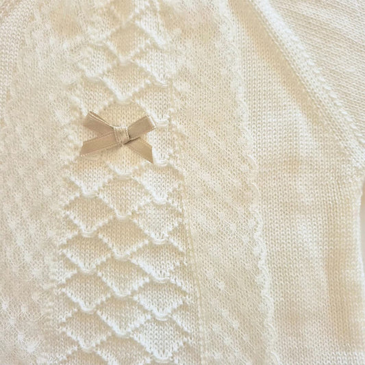Conjunto de punto para bebé 3 piezas – Perlé crudo | Pelottas 26C1005 (0 a 6 meses)