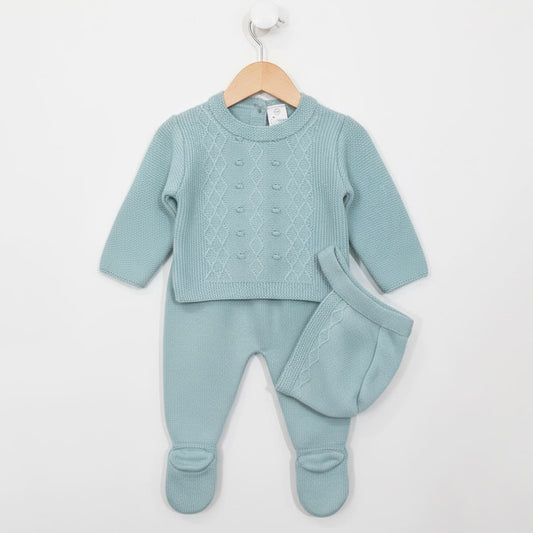 Premier ensemble de bébé en perle 8005 Pelottas Celeste
