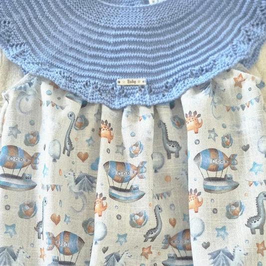 Rana para bebé Pelottas modelo 26P1315 con cuello de perlé celeste