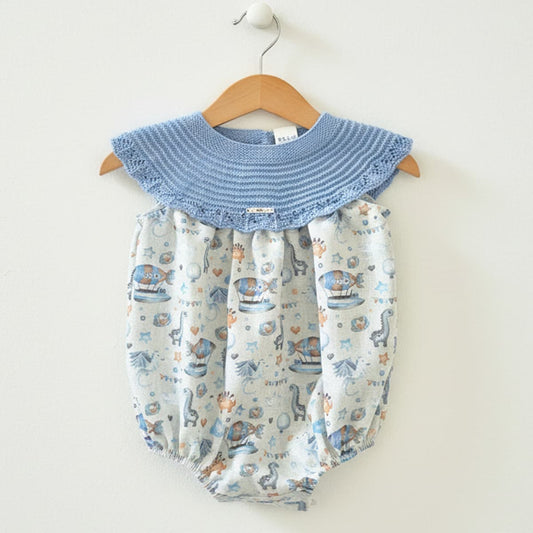 Rana para bebé Pelottas modelo 26P1315 con cuello de perlé celeste