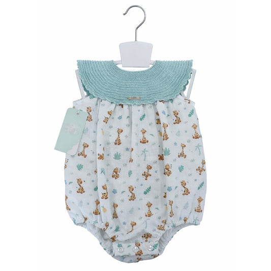 Pelele bebé estampado jirafas con cuello de punto verde Pelottas 26P1316