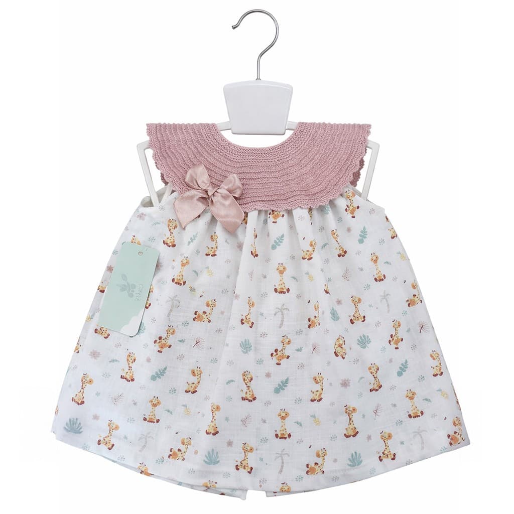 Vestido bebé maquillaje estampado jirafas con braguita Pelottas 26V1316