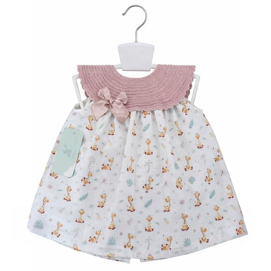 Vestido bebé maquillaje estampado jirafas con braguita Pelottas 26V1316