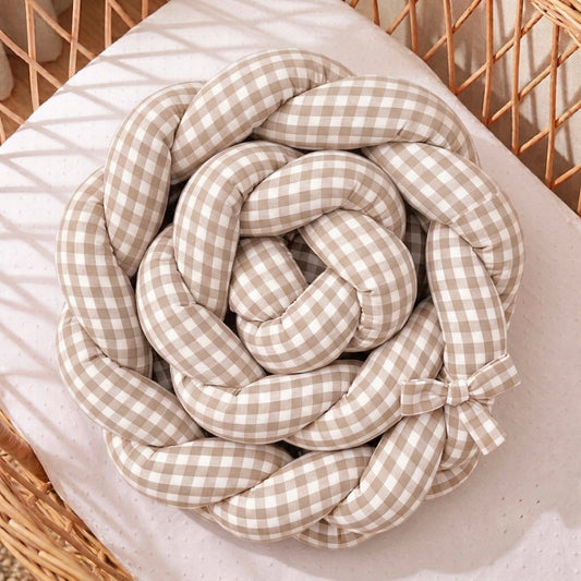 Trenza Protectora  VICHY Grande BEIGE Cuna y Cama 200cm en Algodón | Sueños de Cigüeña