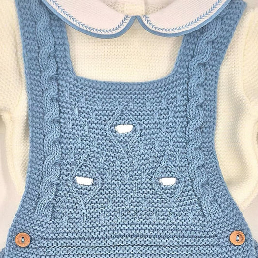 Conjunto de primera puesta para bebé con ranita celeste y jersey crudo Glory Bebé 29107 Lana 100% acrílica