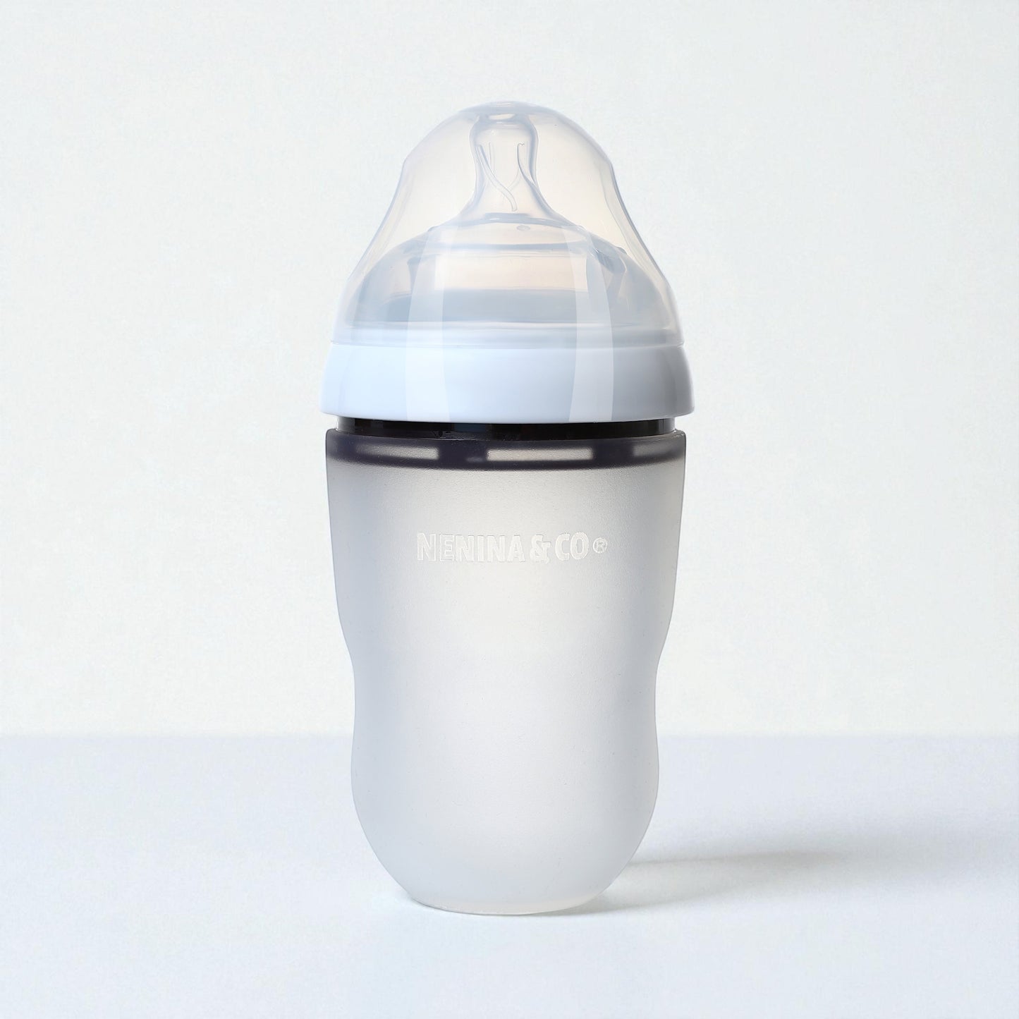 Pack Biberon Blanco flujo lento + Chupete Clásico + 2 Chupeteros de algodon orgánico Nenina & Co
