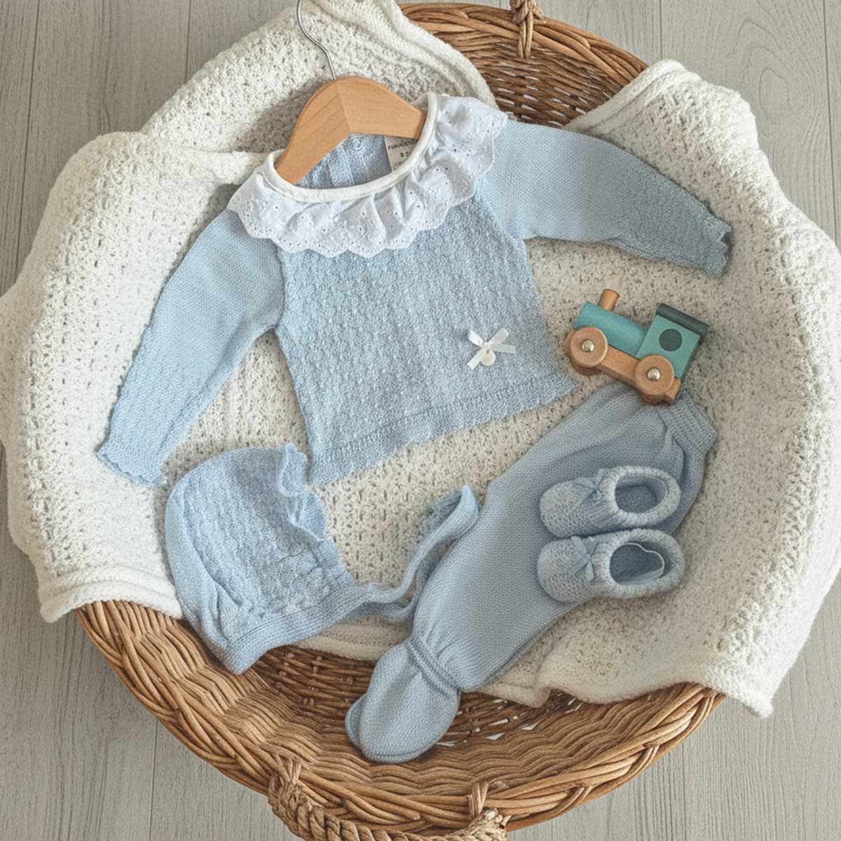 Conjunto bebé de perlé 3 piezas azul MyBabyChic 3102