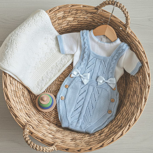 Conjunto rana para bebé en punto – Celeste | MyBabyChic 3105  (0 a 3 meses)