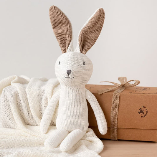 Peluche conejo de punto 100% algodón 3105 KIOKIDS – Un compañero cálido, natural y lleno de encanto