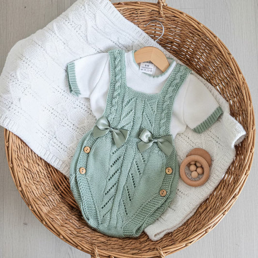 Conjunto rana para bebé en punto – Verde | MyBabyChic 3105  (0 a 3 meses)
