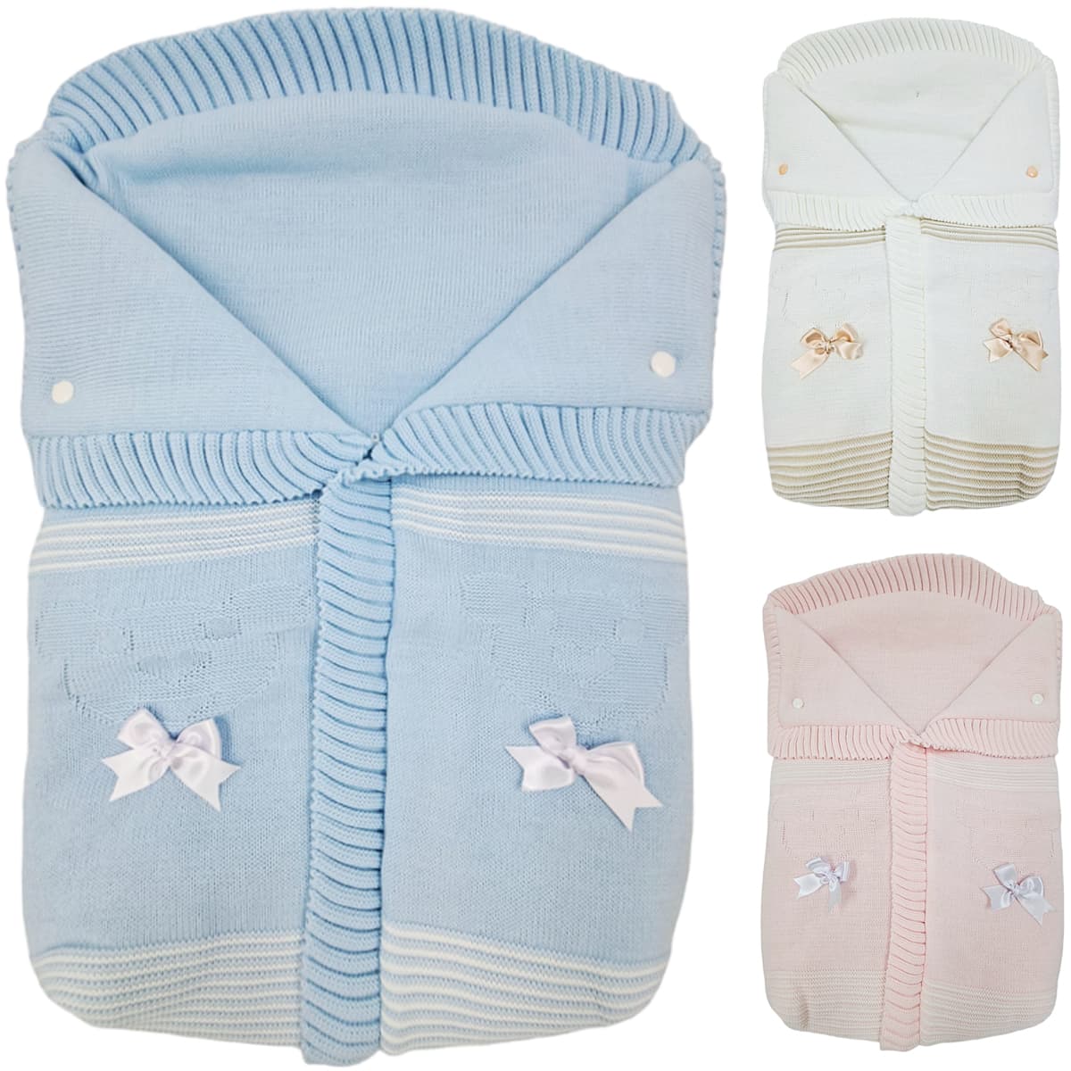 Saco de bebé em tricô com laços 3186